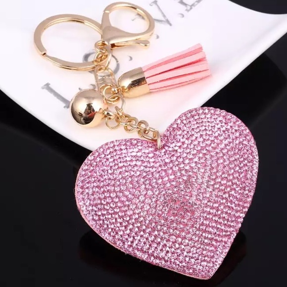 Accessories Pink Crystal Heart Keychain Poshmark